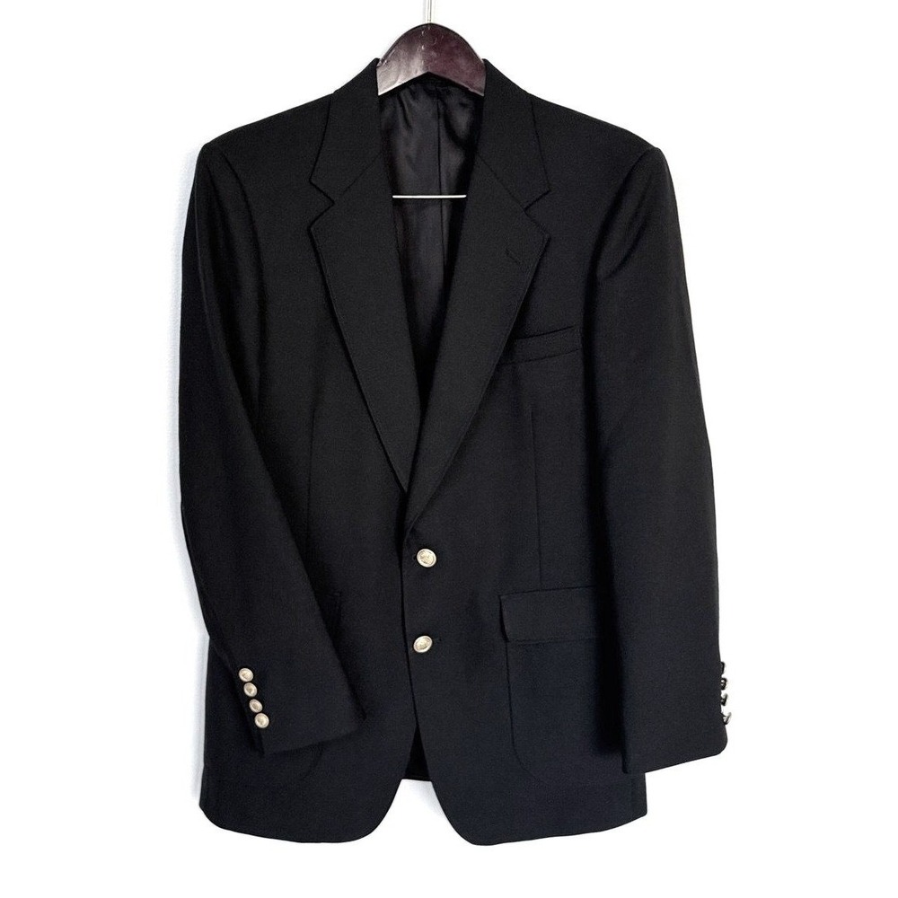 Arnold Palmer Blazer Sport Coat Men‎ 39R Textured Black Gold Crest Buttons